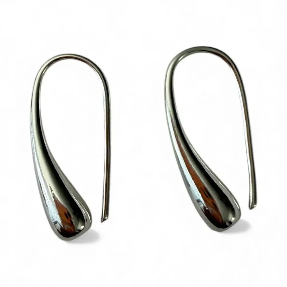 925 Stamped Sterling Silver Plated Water Droplet Earrings Hook 1inch